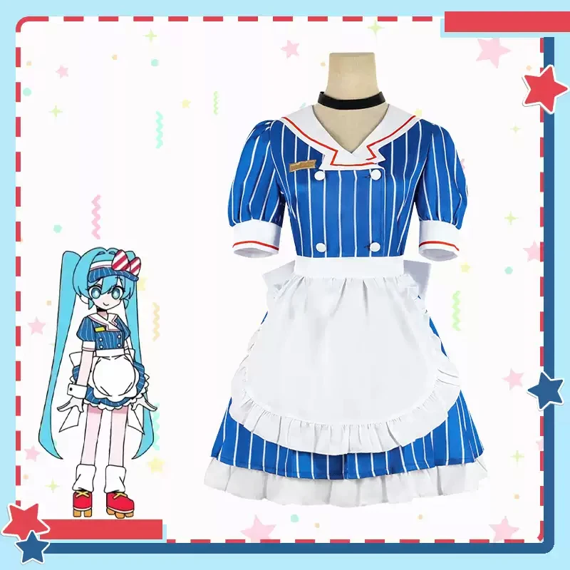 Costumes de cosplay Mesmerizer, uniforme d'anime, robe de demoiselle d'honneur rayée pour femmes, chapeau, tablier, costume pour Halloween, Noël, carnaval, fête