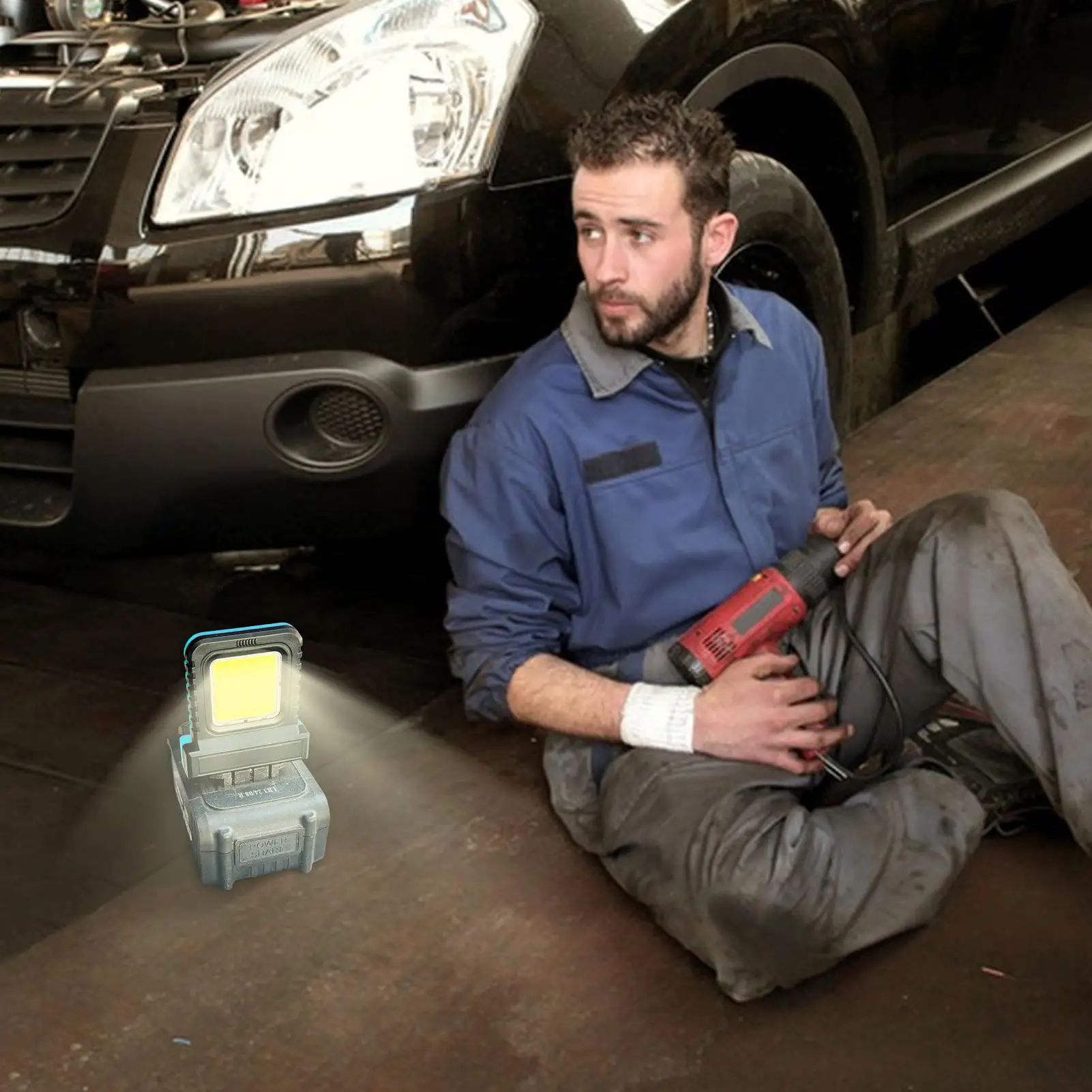 Portable Flood Light 21V Adjustable LED Flood Lighting Super Bright Spotlight For Garage Car Repair Camping Fishing Electricians