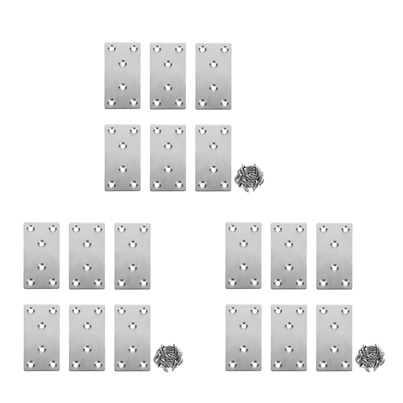 

AT13 18 PCS Mending Plates Straight Brace Brackets Heavy Duty Flat Bracket Stainless Steel Repair Plates For Furniture Wood