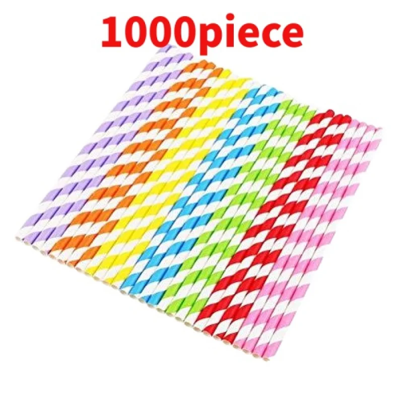 

10 00piece.Custom.Paper Straws Biodegradable Disposable Custom Colorful Printing Flat Straight Tips Curly Beverage Drinking