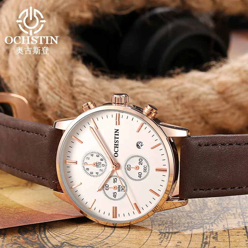 

OCHSTIN кварцевые часы мужские наручные часы с кожаным ремешком кварцевые мужские водонепроницаемые модные классические джентльменские часы