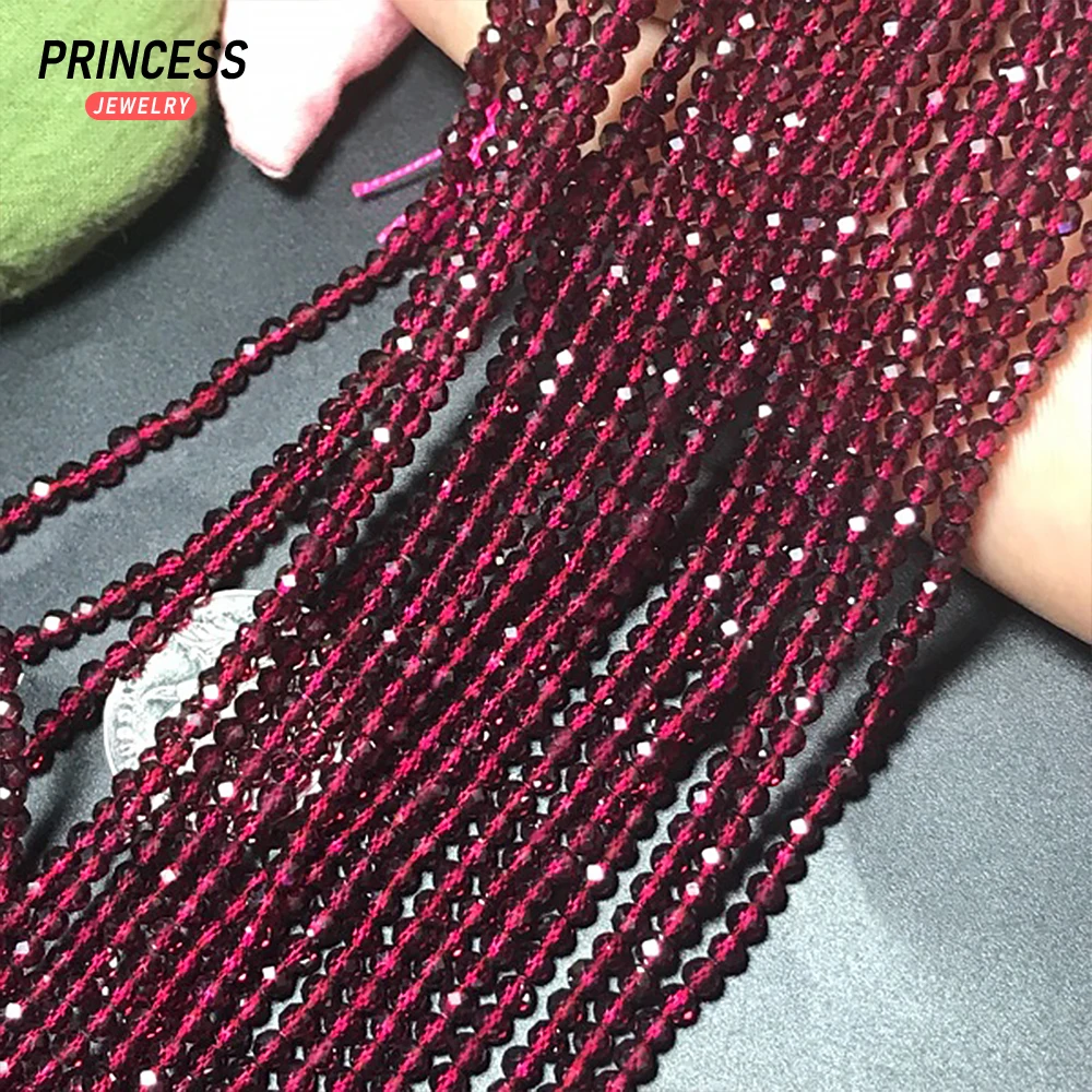 A+++ Natural Brazil Red Garnet 3.7-4mm Faceted Beads for Jewelry Making Bracelets Necklace DIY Accessories Seed Beads Wholesale