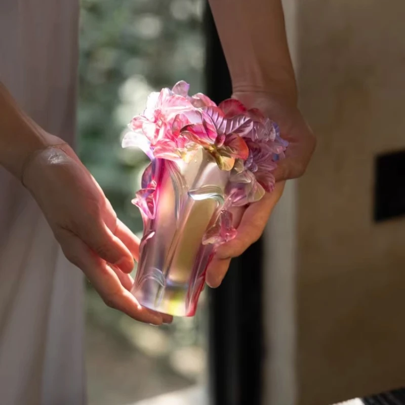 

Embossed glass crystal vase Lily candle holder pen holder art ornament