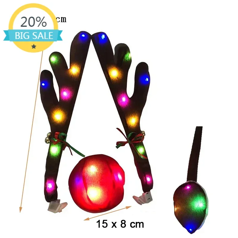 

LED Glowing Antlers Christmas Car Decoration Accessories Car Truck Costume Reindeer Deer Antlers for Truck SUV Elk Vehicle Decor