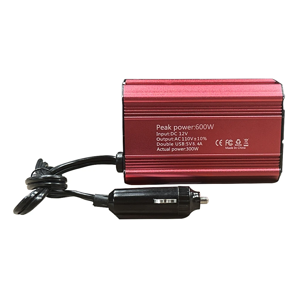 600W 300W Peak Power 300W 150WRated Power Car Power Inverter DC 12V to AC110V USB Car Adapter Converter Improved Multi-function