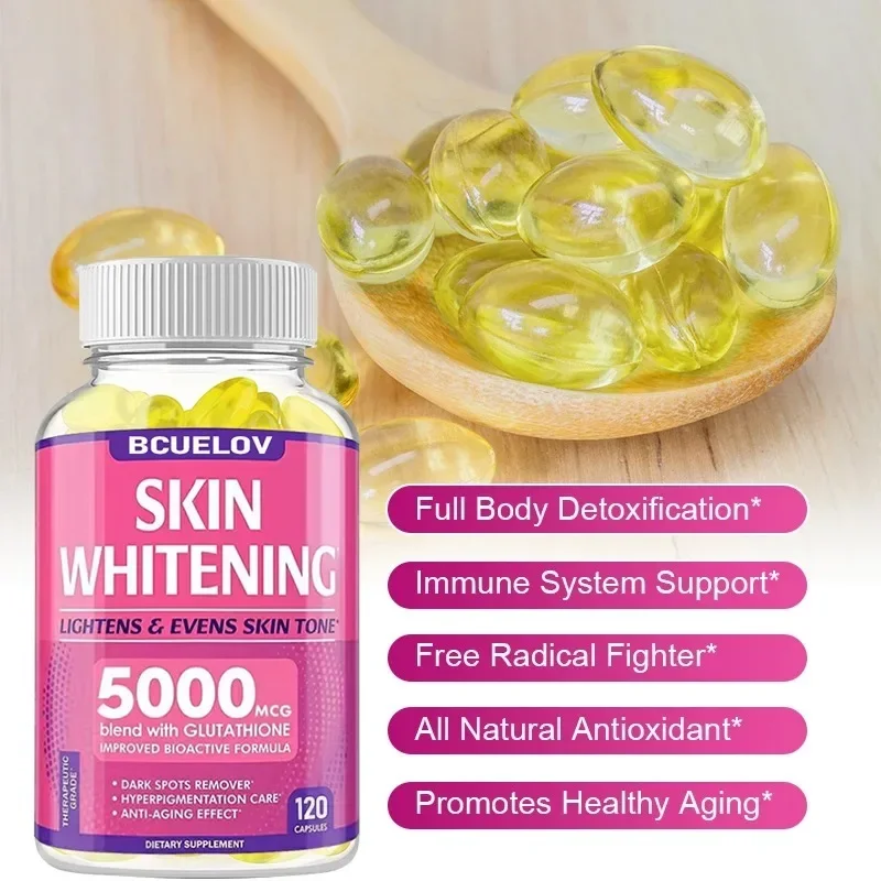 Skin Whitening Supplement - Glutathione Capsules - Detox, Immunity, Anti-Aging Antioxidants - Women\'s Skin Health, Non-GMO