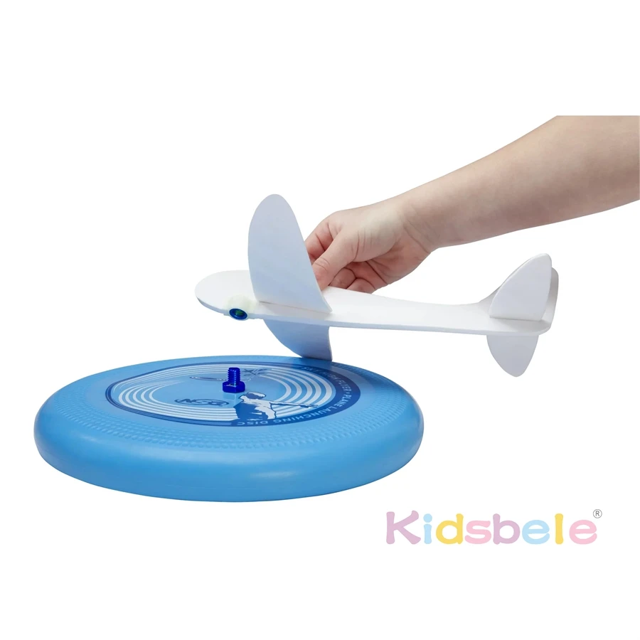 Flying Disc Airplane Launcher Toy Foam Glider Plane Outdoor Flying Toys for Kids Ages 8 and Up