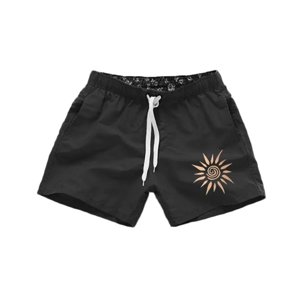 Asian size 2026 Summer Men Spiral Print Quick Dry Beach Shorts Breathable Loose Fit Elastic Drawstring Fitness Surf Street Casua