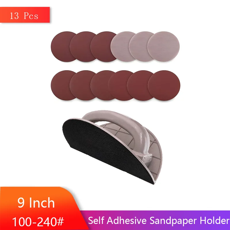 

9Inch Adhesive Sandpaper Holder Kit 13Pcs with Mesh Sandpaper and Red Sandpaper for Drywall Furniture Metal Woodworking