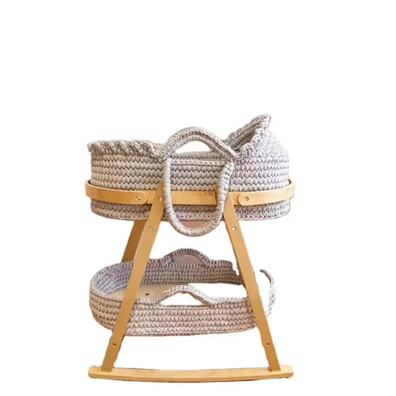 Portable Cotton Rope Baby Changing Basket Hand Woven Diaper Storage Box Modern Fabric Nursery Organizer for Newborn Bedroom