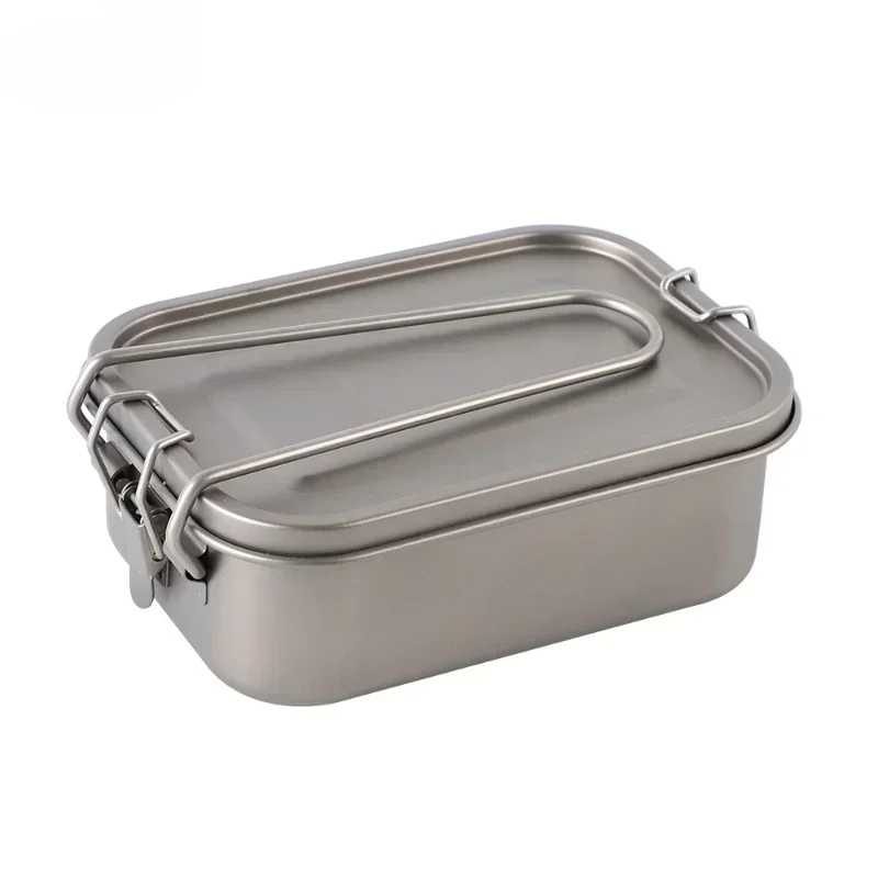 

800ml/1200ml Healthy Titanium Alloy Portable Dinner Box Leak-Proof Lunch Box Rectangle Food Storage Containers Titanium Box