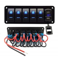 2 3 4 5 Gang LED Rocker Switch Panel With Voltmeter 5V/4.8A Dual USB Rocker Style Fast Charger for Car Marine Boat Waterproof