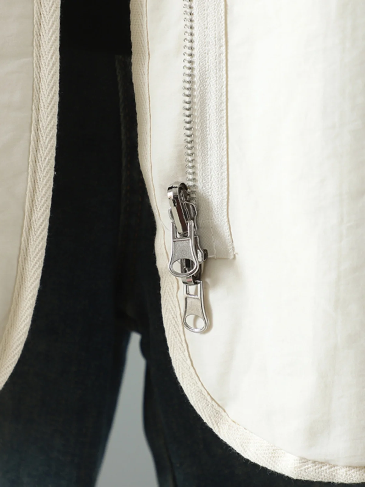 유니크 레트로 한국 일본풍 면 재킷 여성 캐주얼 라운드 넥 롱 슬리브 지퍼 슬레 패셔너블 출퇴근 아우터웨어