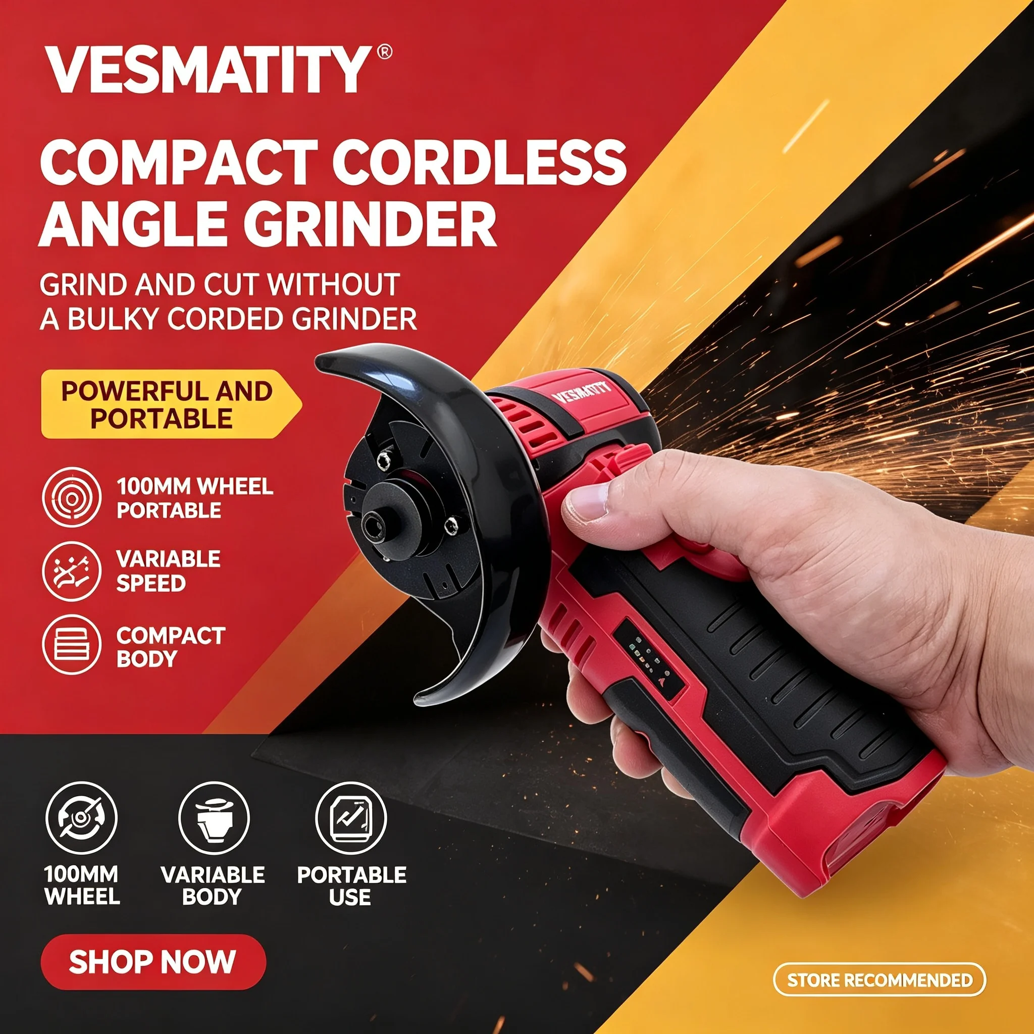 Tiny Micro Brushless Cordless Electric Angle Grinder Wireless Diamond Cutting Power Tool Fit Milwaukee Battery 18V Handheld