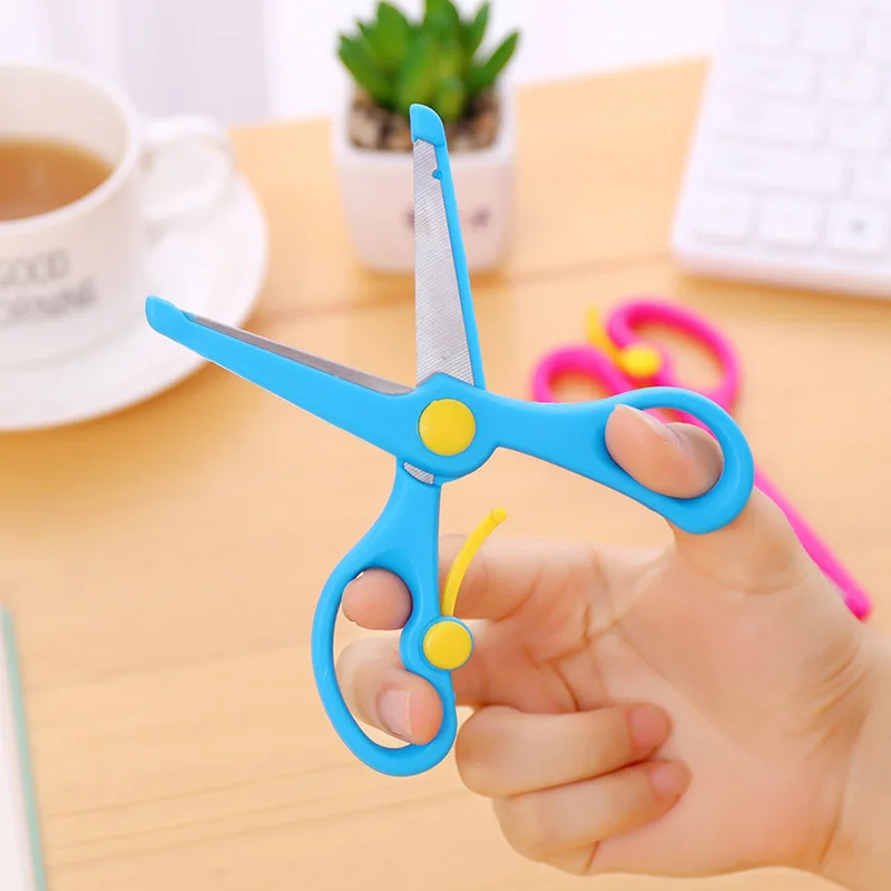 Kawaii DIY Paper-Cut Scissors, Segurança Plastic Scissors, Artes e Ofícios Suprimentos, Alunos do Jardim de Infância, Handmade