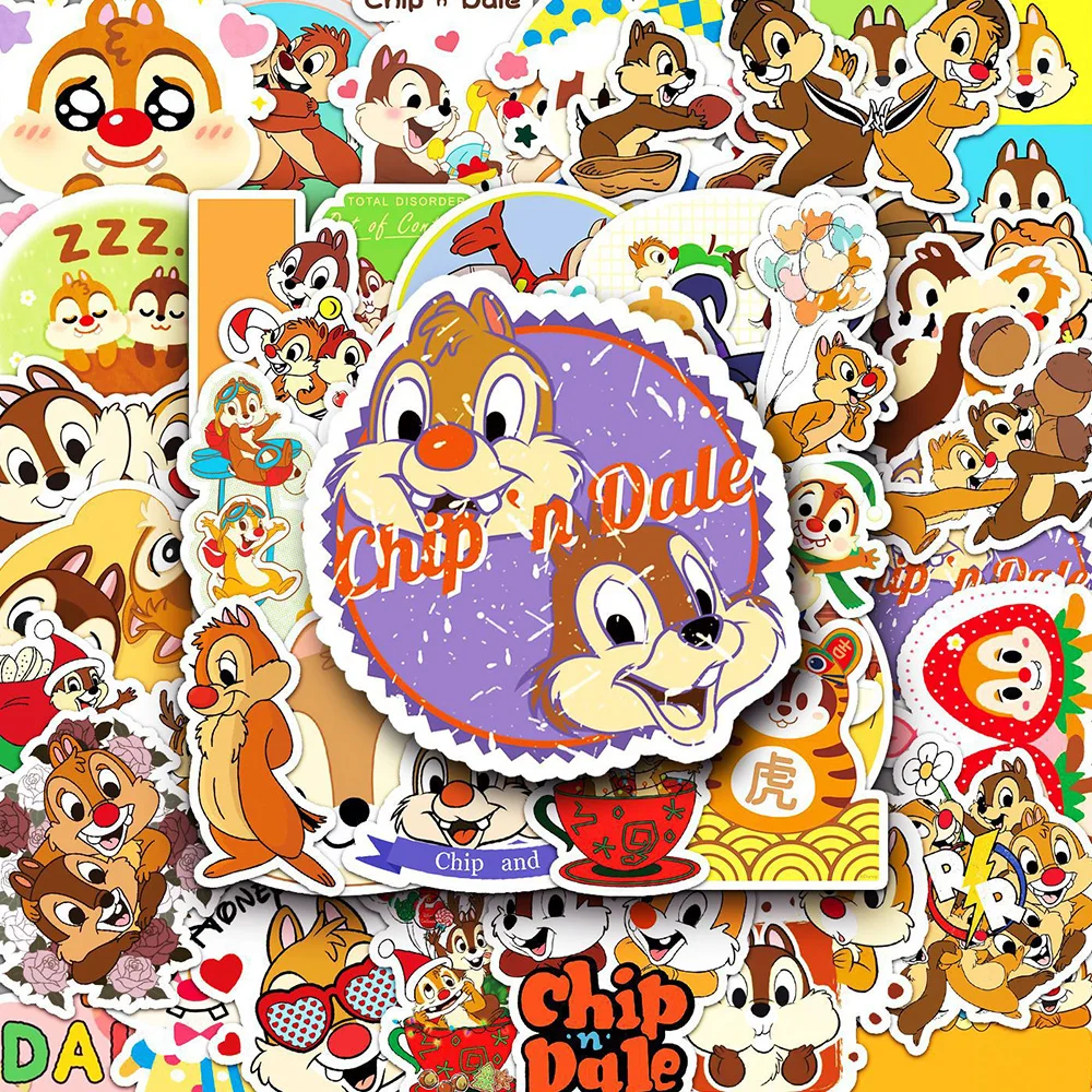 Pegatinas de dibujos animados de Disney para niños y niñas, calcomanías impermeables con Chip \'n\'dale, para coche, portátil, diario, 10/30/50 piezas