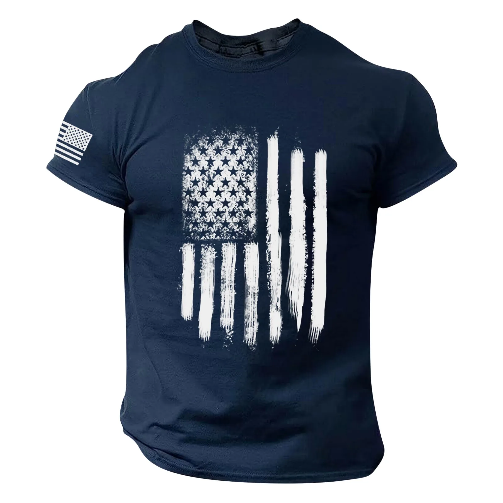 Thick T Shirts Shirt Mens Shirt Pack Men's Independence Day Flag Print Spring/summer Leisure Sports Comfortable Breathable Sweat