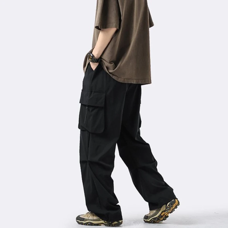 

Plain Men's Cargo Pants Wide-leg Biker Trekking Male Trousers Emo Nylon Slacks Baggy Loose Fashion New In Long Harajuku Designer