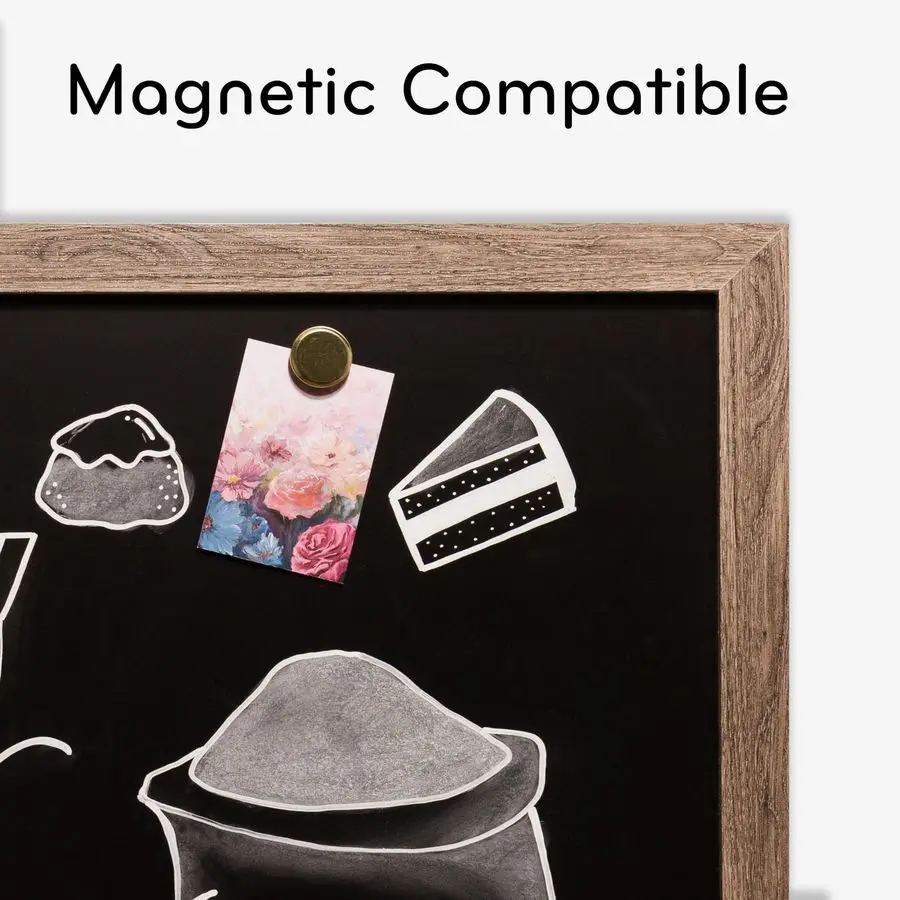 Papan Tulis Magnetik, 24 x 36, Bingkai Kayu Rustic, Permukaan Matte Premium