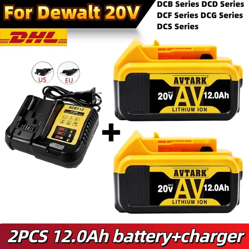 

Original 100% 20V 12Ah Battery compatible for DeWalt power Tools DCF887 DCG405 DCD791 DCF922 18V 20V Lithium battery replacement