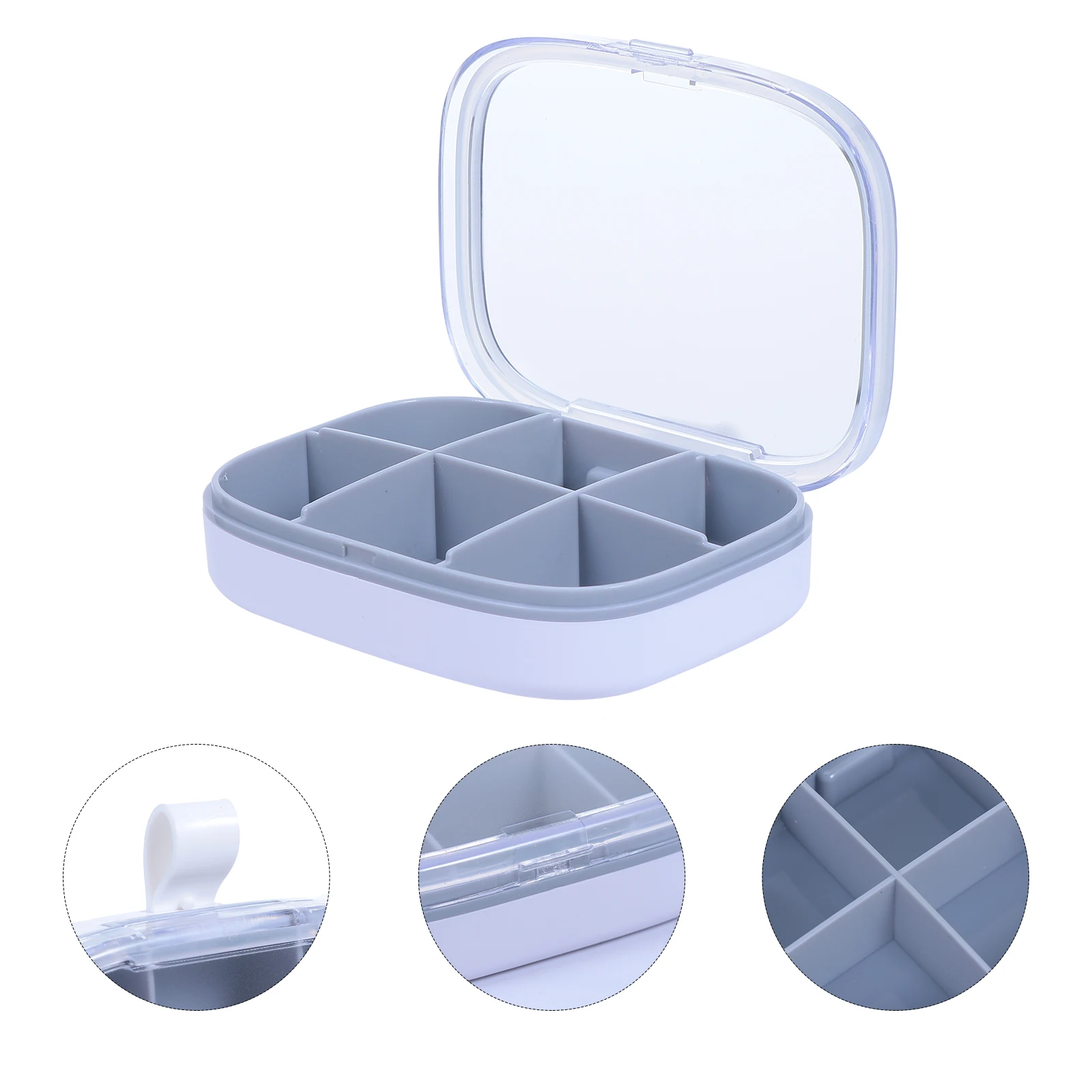 

Portable Medicine Boxes Lightweight Travel Pill ganizer 6 Grids Sealed Container Mini Storage Box for Home Office Use