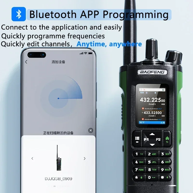 Baofeng Walkie Talkie UV-32 GPS 10W บลูทูธ APP การเขียนโปรแกรมสําเนาความถี่ NOAA USB-C ยาววิทยุสองทาง