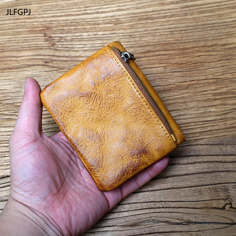 Hand Painted Vegetable Tanned Top Layer Cowhide Wallet For Men's Vintage Genuine Leather Wallet For Women's Short Wallet