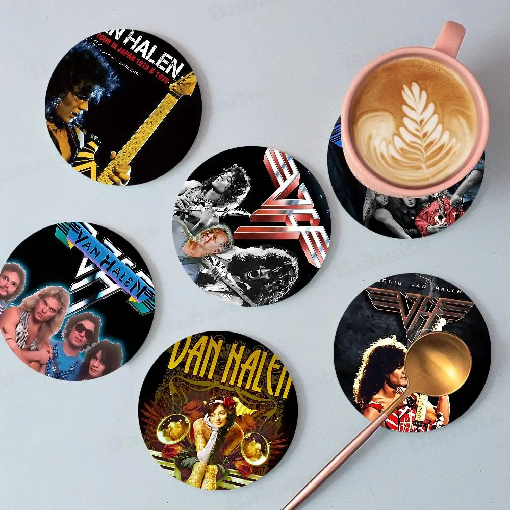 rock Classic Band V-van-H-halen vintage Themed Wooden Coaster Non-Slip Heat Resistant Dining Table Decoration Cafe Restaurant