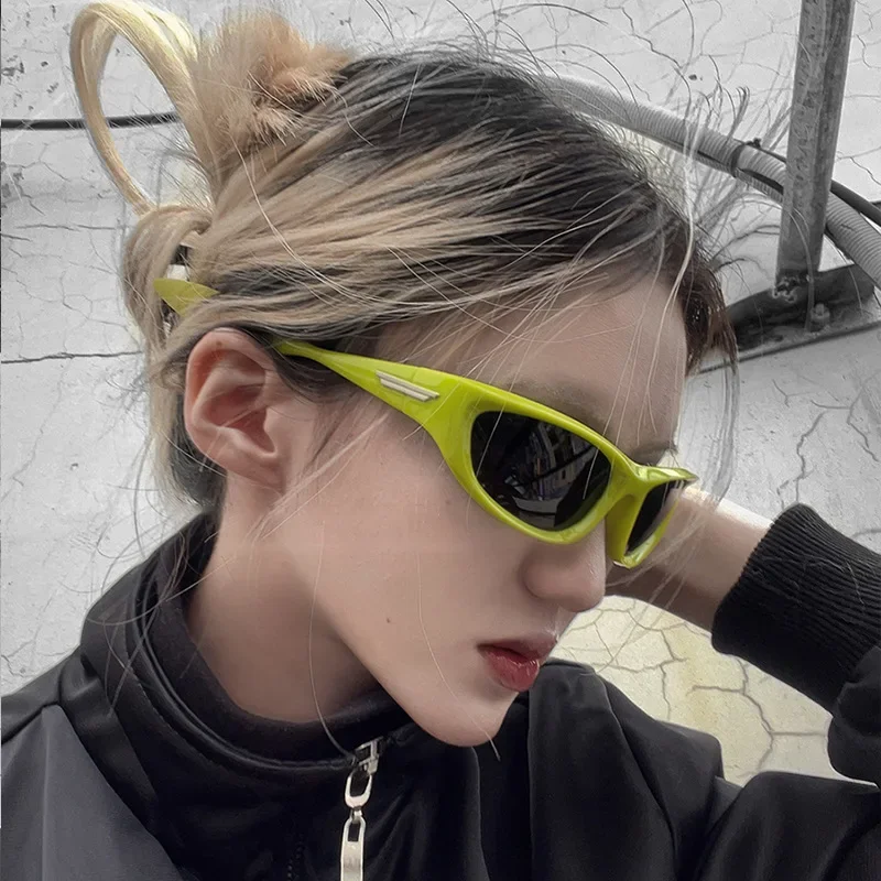 Y2K Sunglasses WomenNew Sports Steampunk Punk Goggle Sun Glasses Men Silver Mirror Shades Fashion UV400 Eyewear Cycling