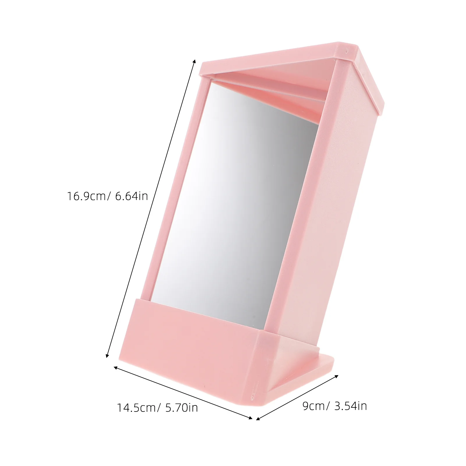 True Reflection Nicht umkehrbarer Spiegel, rosa, Präzisionsglas, Make-up-Waschtisch, Schönheit, Desktop, Reise, Tischhalterung, umgekehrter Spiegel
