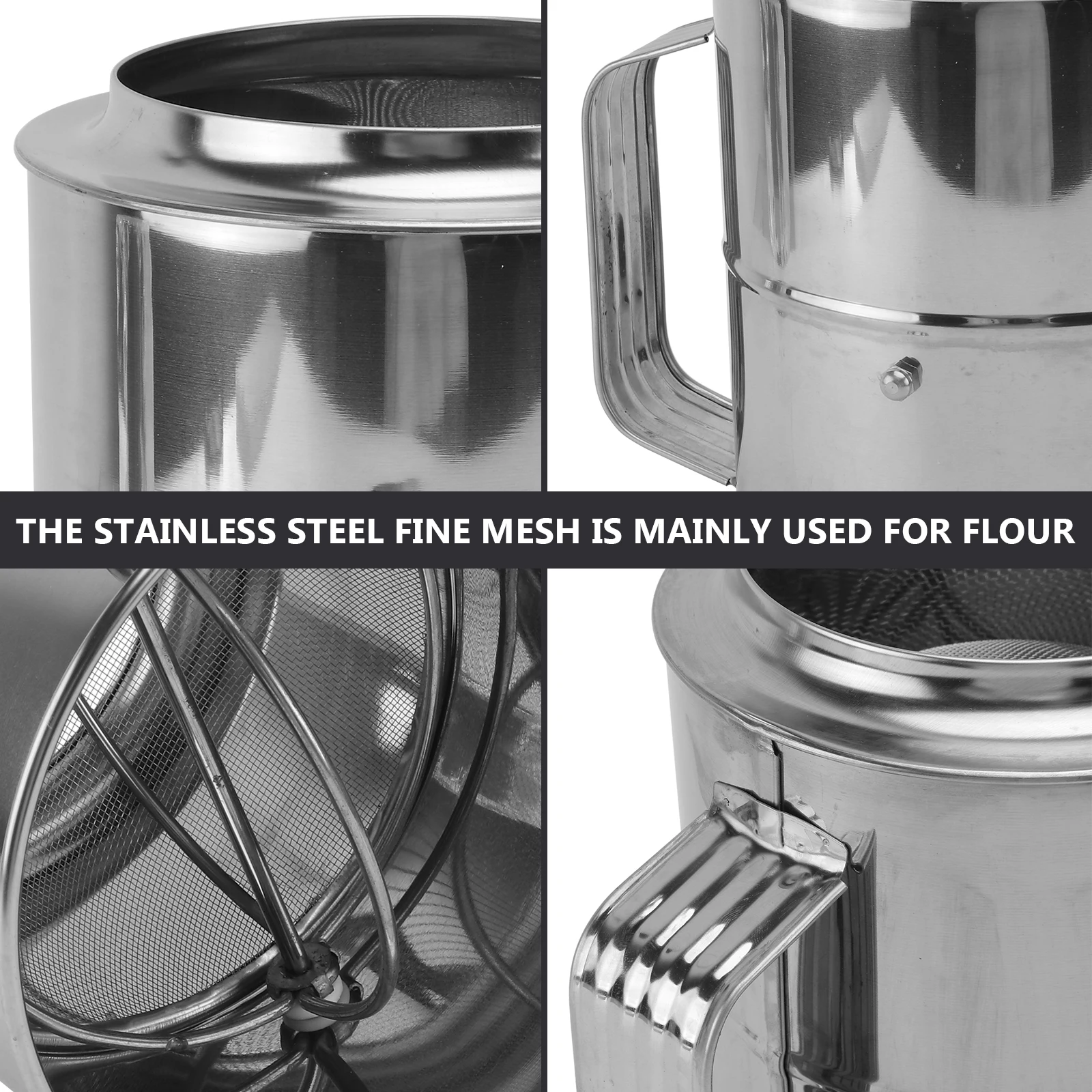 

1pc Large Capacity Stainless Steel Flour Sifter Handheld Mesh Sieve Filter For Baking Powder Cocoa Sugar Cup Design Easy