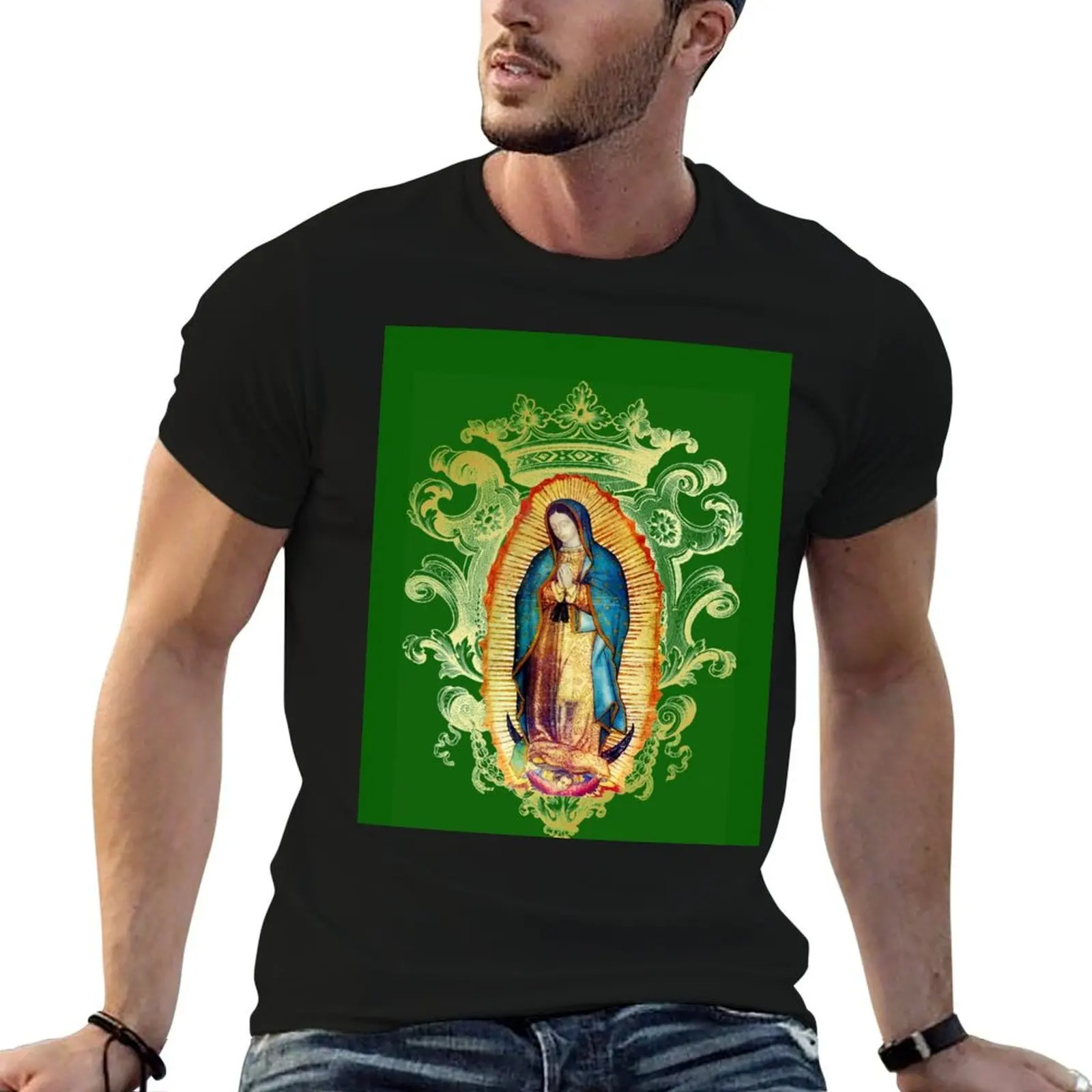Camiseta de la Virgen María de Guadalupe, Virgen Mexicana, México, Azteca, Tilma 20-102, camiseta informal para hombre