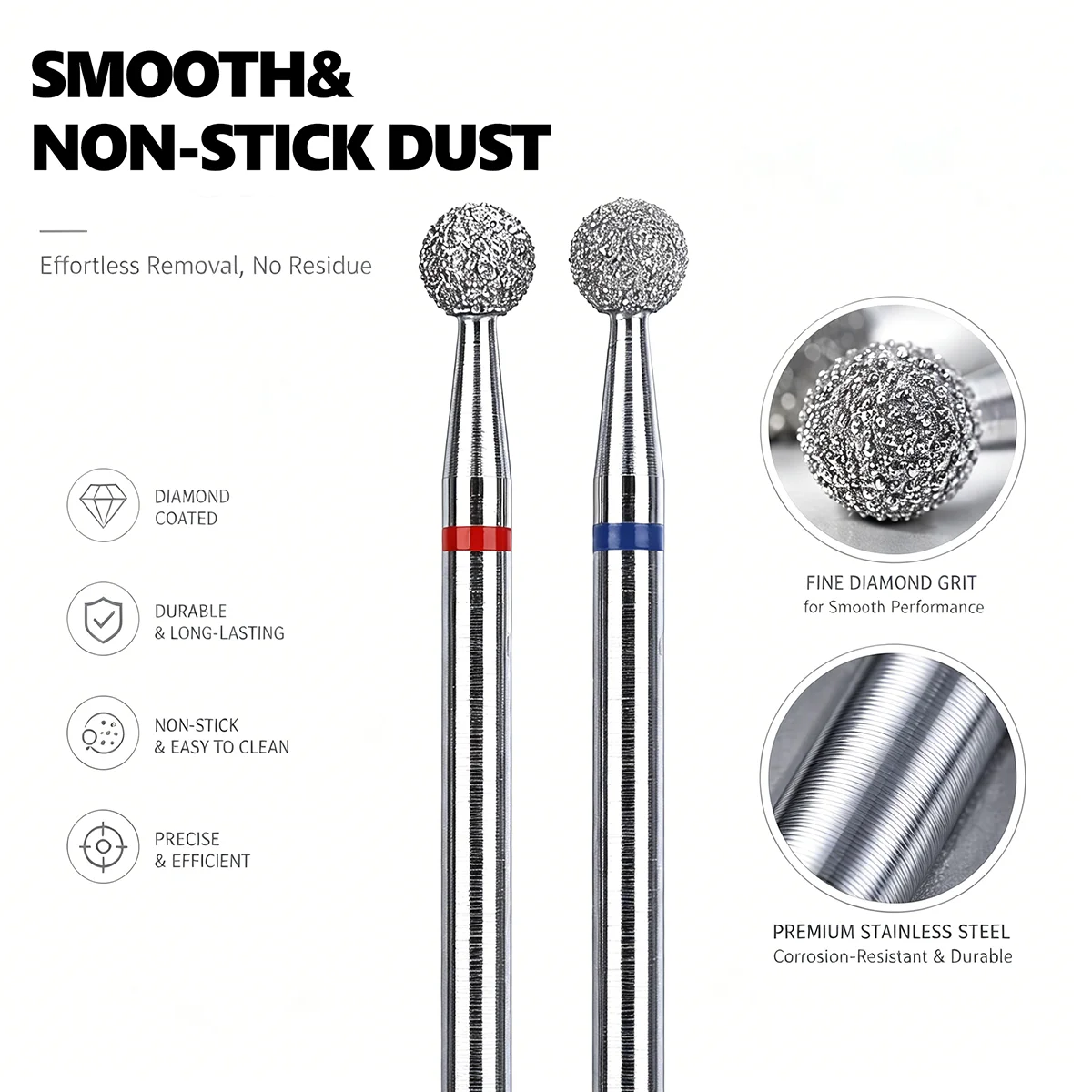 2pcs Nail Emery Drill Bit, Used For Flawless, High Gloss, Refining And Perfect Nail Enhancement, Pedicure & Manicure  Tool