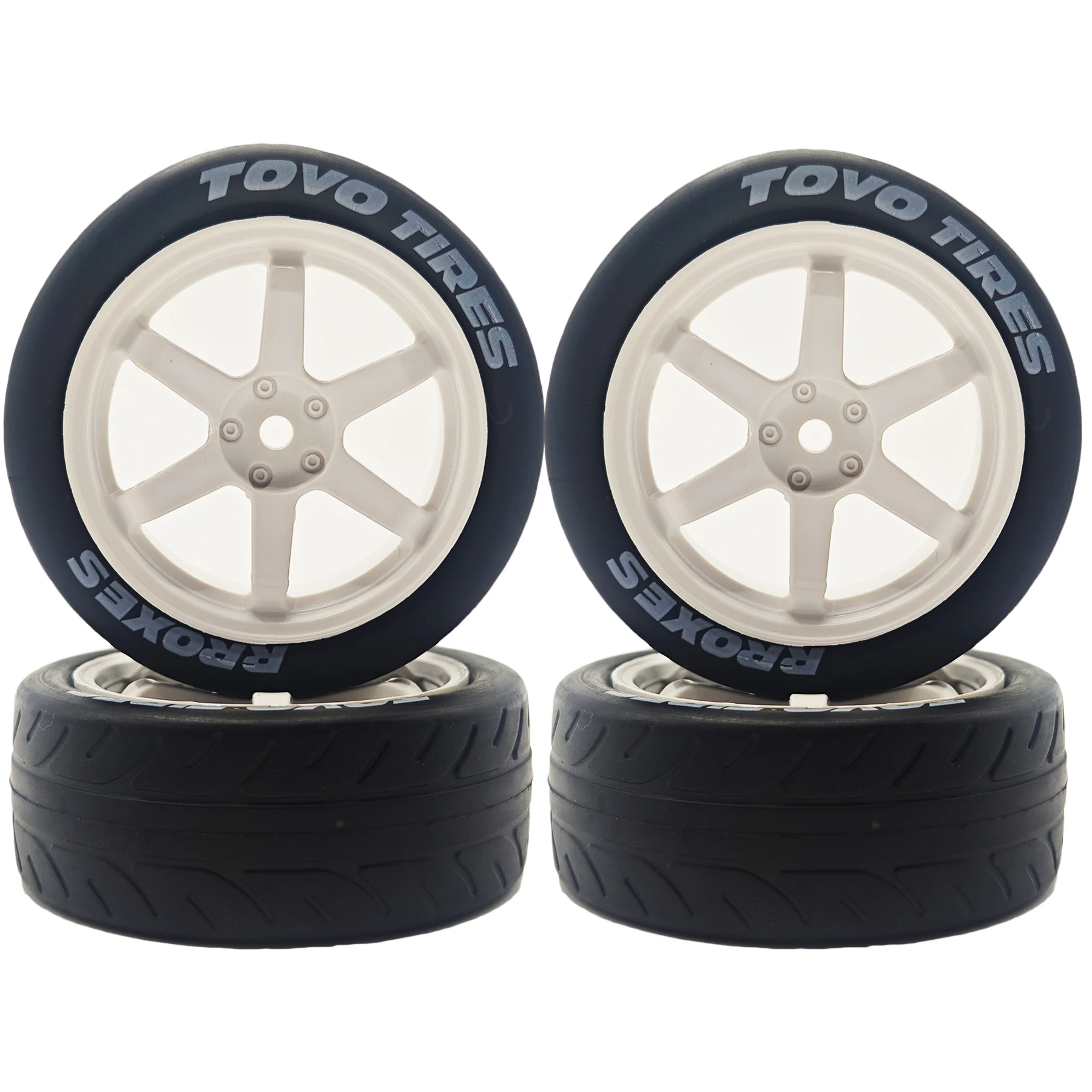 Chanmoo 1/10 RC Rally Racing Wheels Tires On-road Car Tyres with 12mm Hex for Tamiya TT01 TT02 XV02 XV01 TA06 HPI KYOSHO PTG2