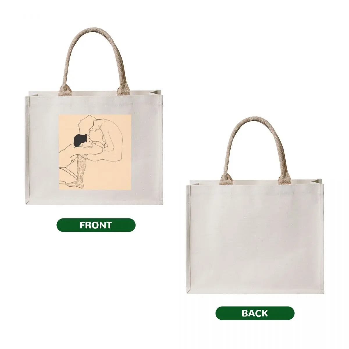 Egon Schiele - Lovers Tote Bag Handbags women large tote bag Reusable bags Custom bag