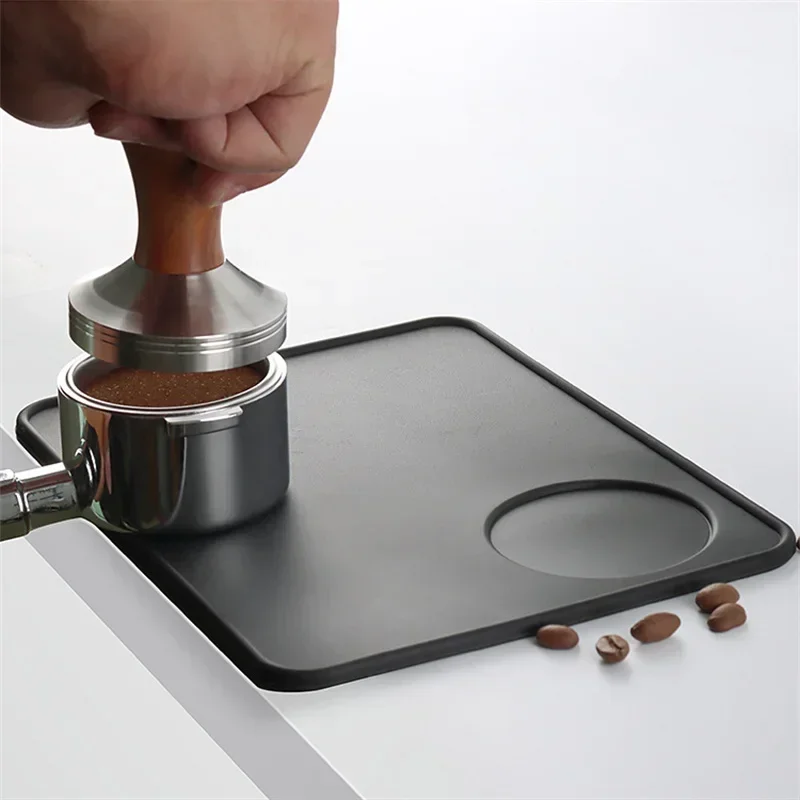 Silicone Coffee Tamper Mat Coffee Tamping Table Corner Edge Anti-skid Mat Rest Holder Black Mat for Office Bar Coffee Shop