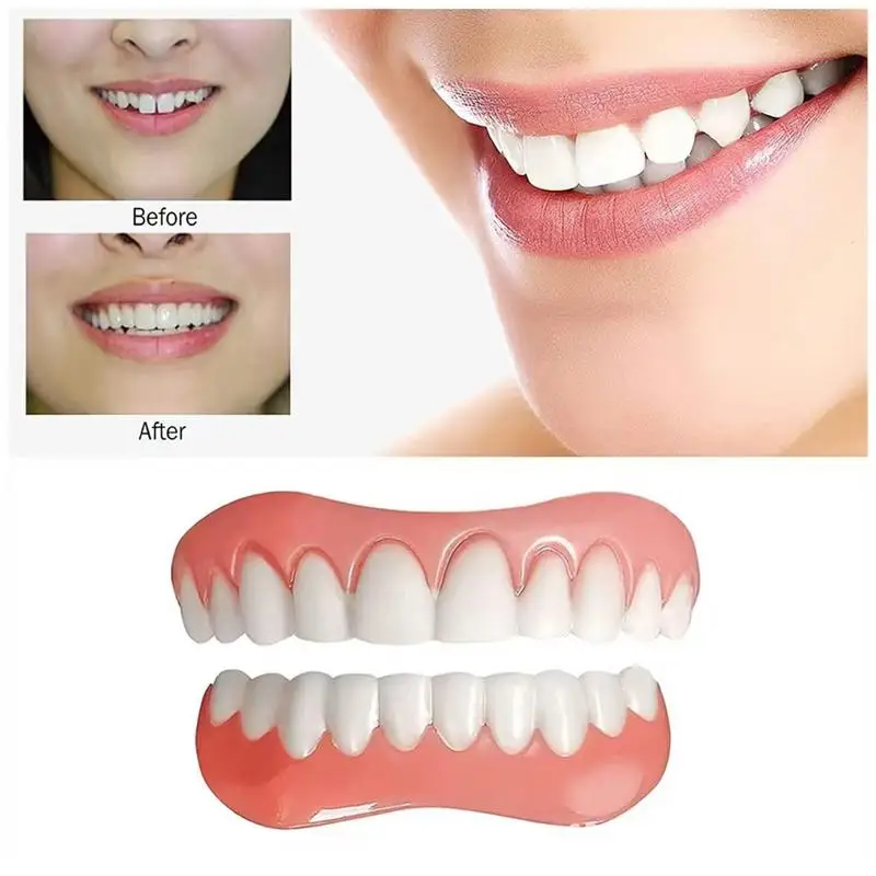 Silicone Denture Set Silicone Realistic Upper and Lower Arch Oral Care Tooth Model False Teeth Silicone Upper Lower Veneers