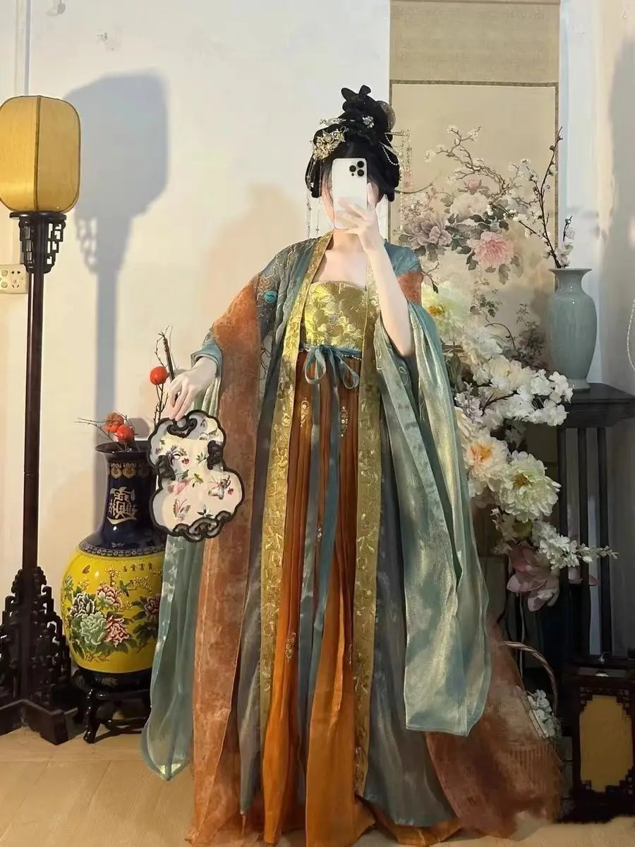 Duftend wie jemals, Hanfu Mudan Tang-Stil Brust gebunden Hezi restauriert Tang-Stil luxuriöse Stickerei große Ärmel neues Set