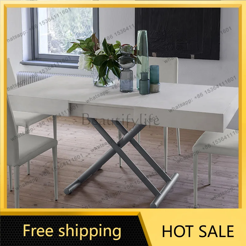 Factory Direct Sales Lifting Folding Telescopic Dining Table Coffee Table Dual Use Integrated Modern Simple