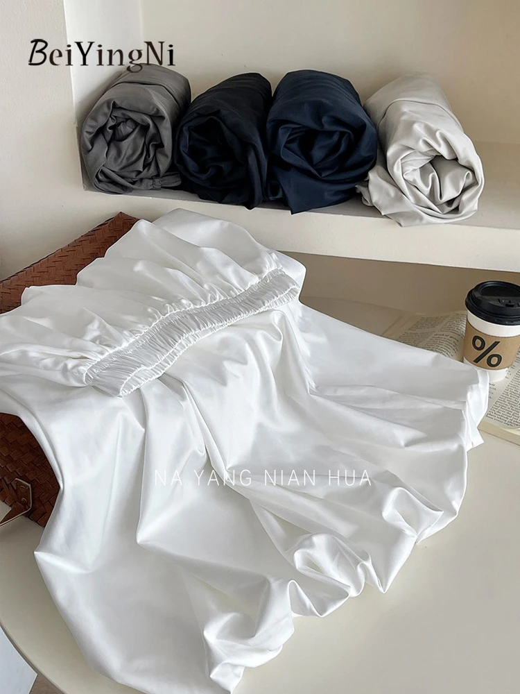 Spódnice midi Beiyingni damskie, długie, w kształcie litery A, jednokolorowe, nowa moda, codzienne, z wysokim stanem, spódnice typu \"bud skirt\" 2025, koreański krój rozkloszowany, faldas.