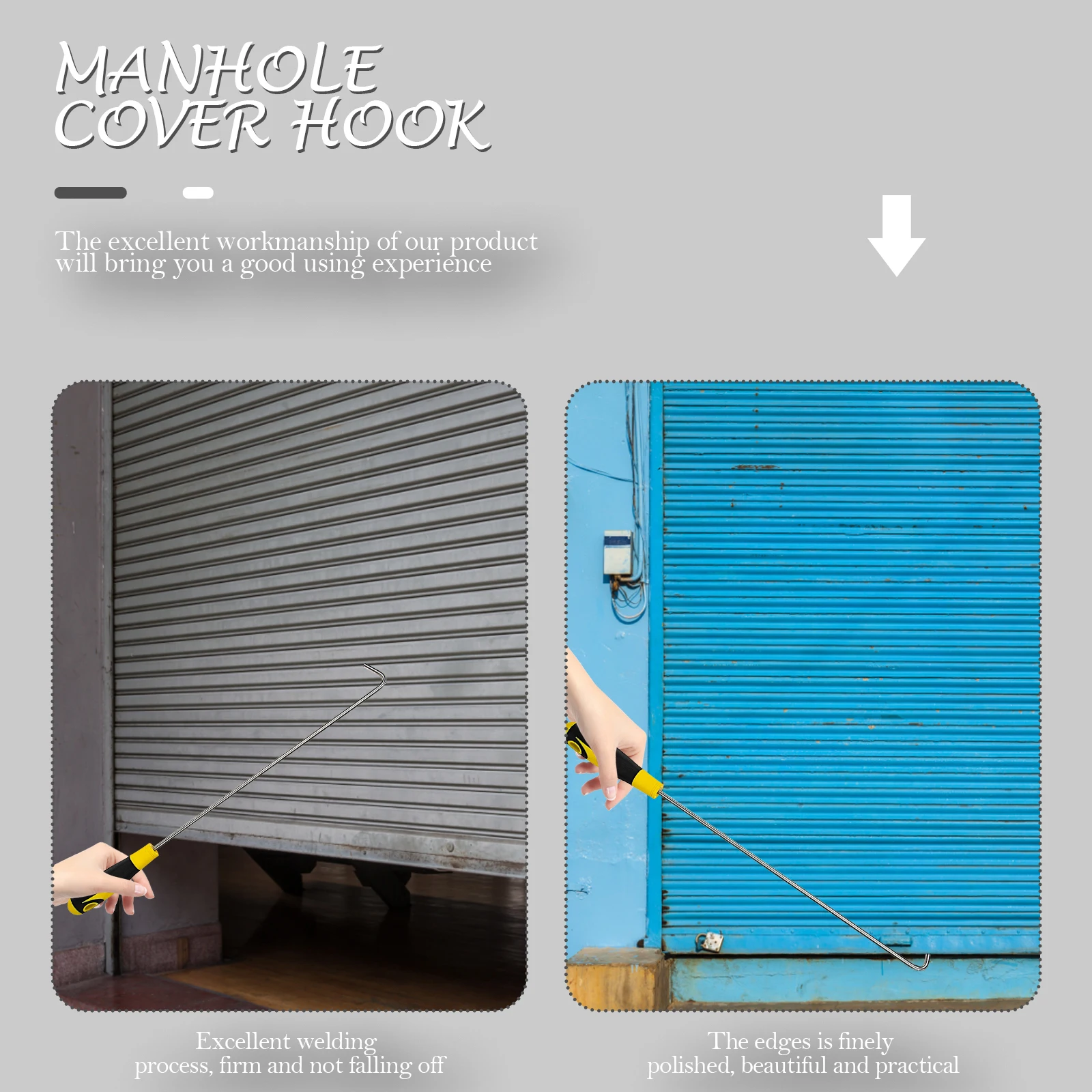 

Steel Manhole Cover Hook Robust Design Fine Polishing Comfortable Grip Waterproof for Roller Shutter Sliding Door Lifting Tool