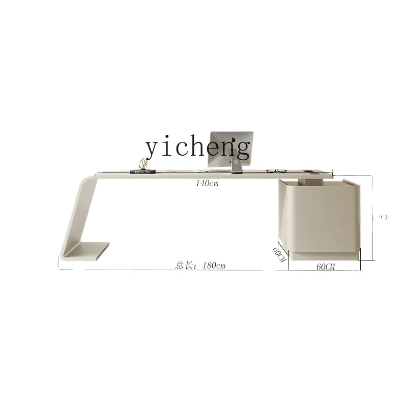 ZC Cream Style Desk High-End Design Sense Office Computer Desk Modern Study Boss Workbench Combination