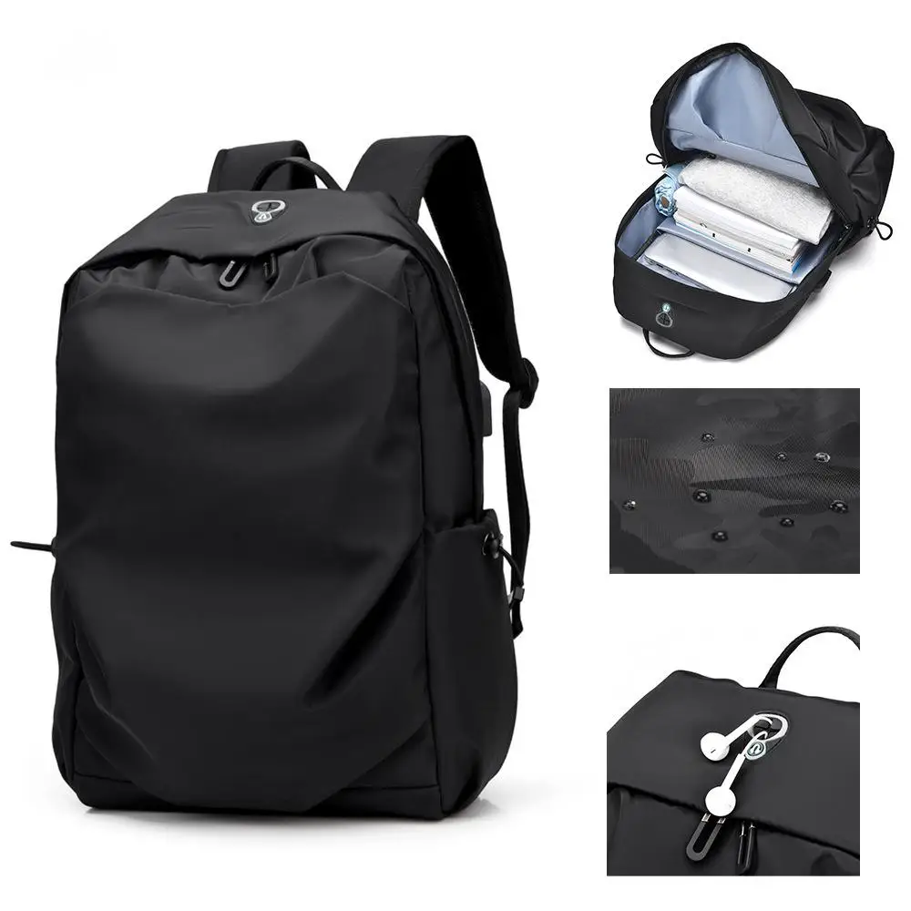 

Commuting USB Wear-resistant Backpack Casual Double Shoulder Unisex Waterproof High Student Curved School Bags For Teenagers