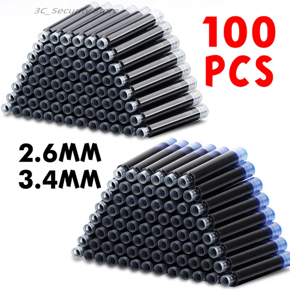 100PCS 2.6/3.4mm Pens Disposable Blue/Black/Red Ink Filling Office Stationery Special writing pens Non Erasable Ink Filling Rod