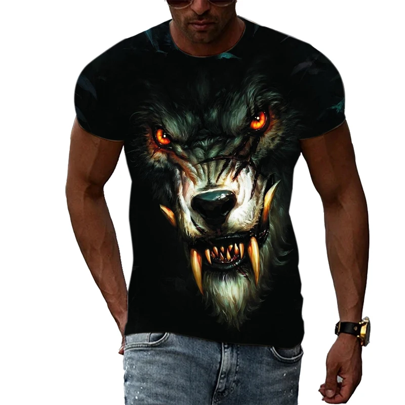 Summer Animal 3D Printing Cool Bear Men\'s T-shirt 2021 Summer Punk Rock Fitness Street Fashion Casual Tops