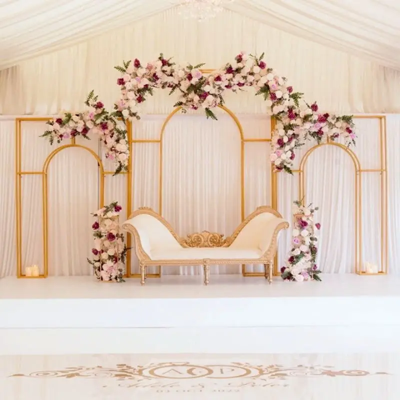 3pcs Luxury Wedding Table Centerpieces Dessert Tables Grand Event Party Backdrop Stage Hall Flower Arch Floral Sign Display Rack