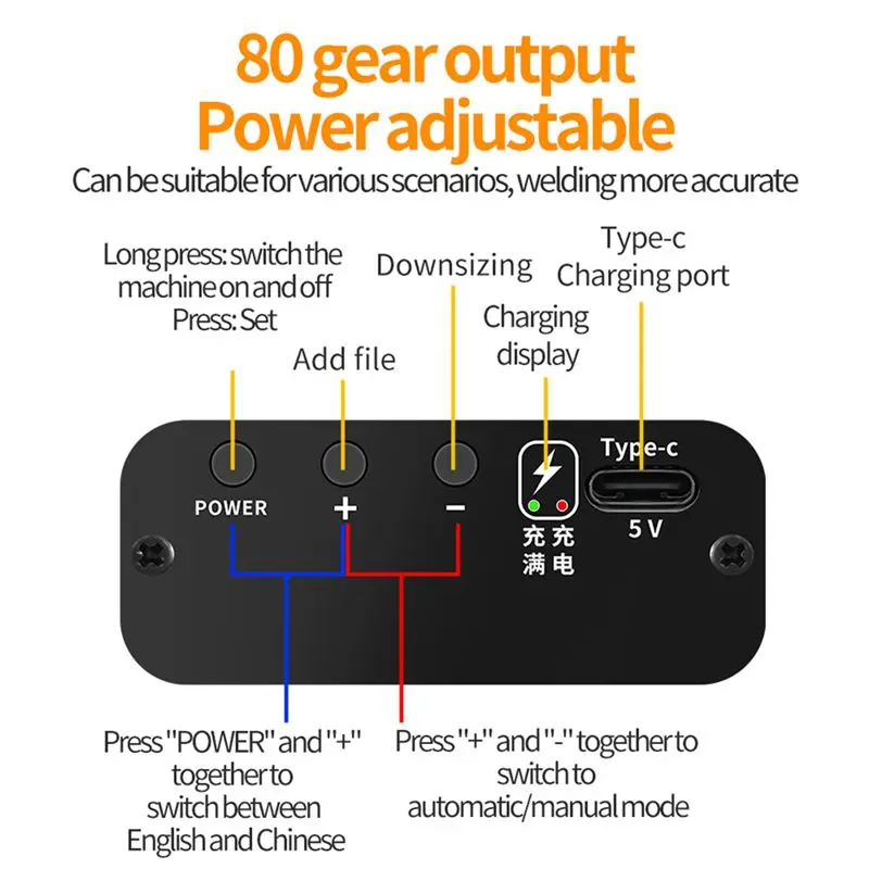 A84E-Black Spot Welding Machine 80 Gears Adjustable Spot Welder Digital Display Automatic Trigger For 18650 Battery