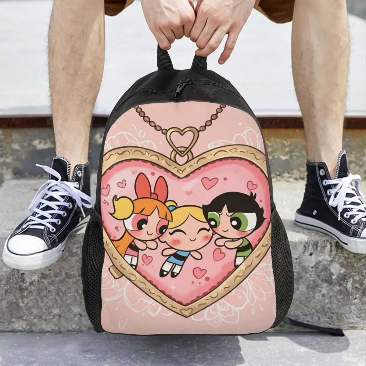 

Милый рюкзак P-Powerpuff для девочек-подростков с карманом, школьный рабочий рюкзак для мужчин и женщин, холщовые сумки для колледжа