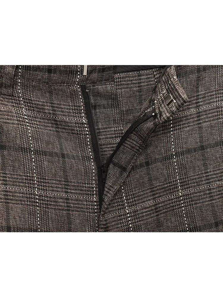 TFMLN, conjunto de pantalones y abrigo a cuadros para mujer, chaqueta Vintage con cuello levantado y cintura informal, traje de pantalones a la moda para Otoño e Invierno 2025