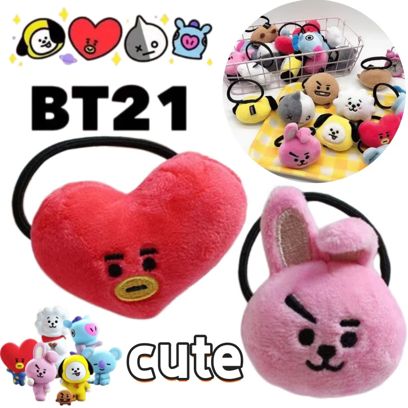 

Новые креативные аксессуары для волос BT21, милые мультяшные, стильные, модные и оригинальные, девчачьи, студенческие резинки для волос.